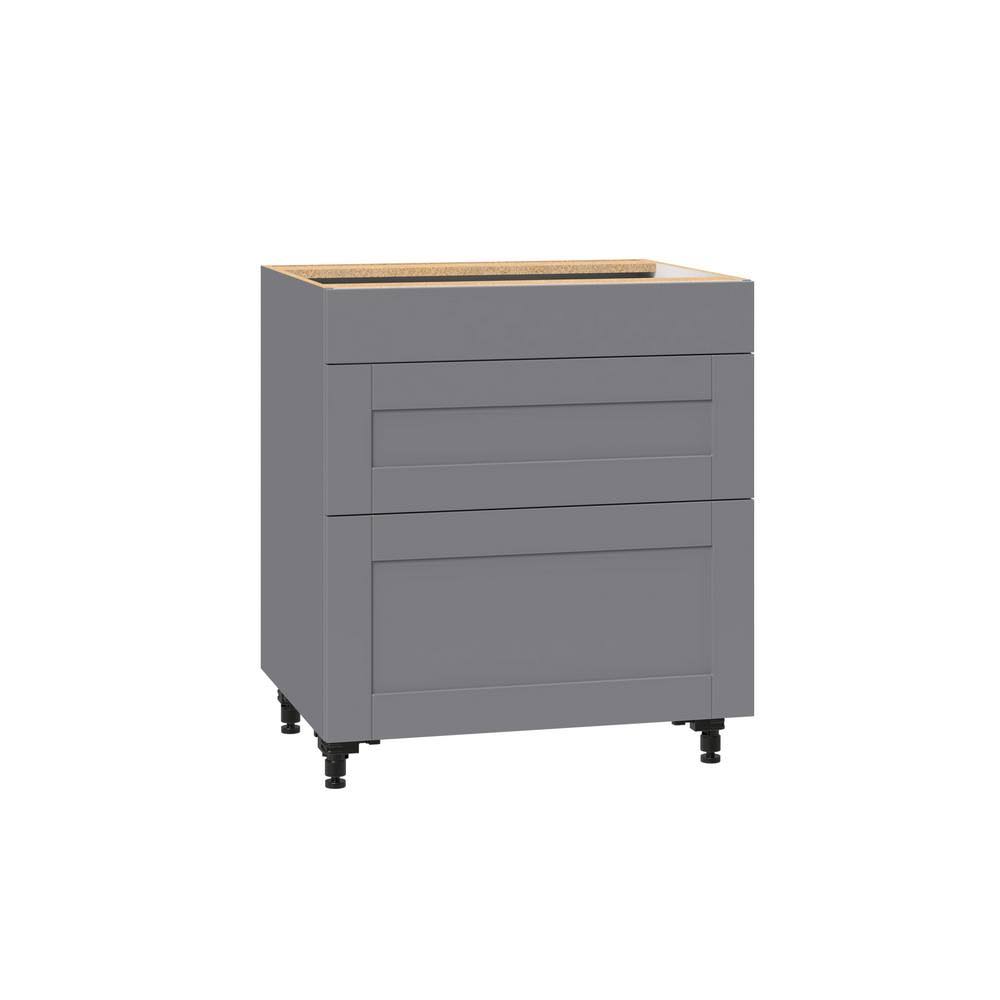 3-Drawer Base Cabinet with Metal Drawer Boxes in Gray M214