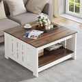 Wood Coffee Table with Half Open Compartment W3976