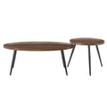 2 Piece Walnut Coffee Table Set with Black Metal Legs A31028