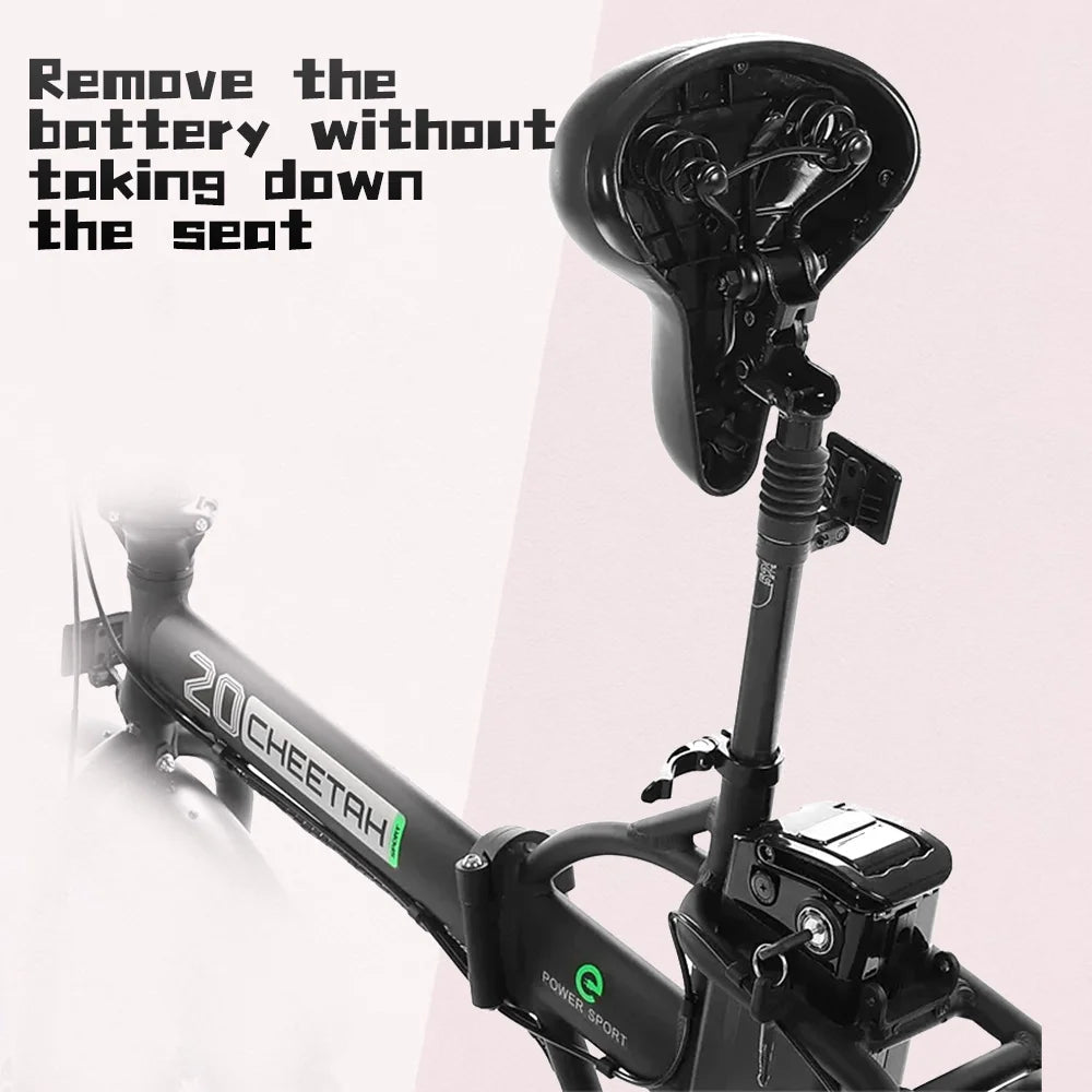 20 Folding Electric Bike Fat Tire 48V 500W Black G428112