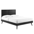 King Wood Platform Bed with Splayed Legs in Black K331792