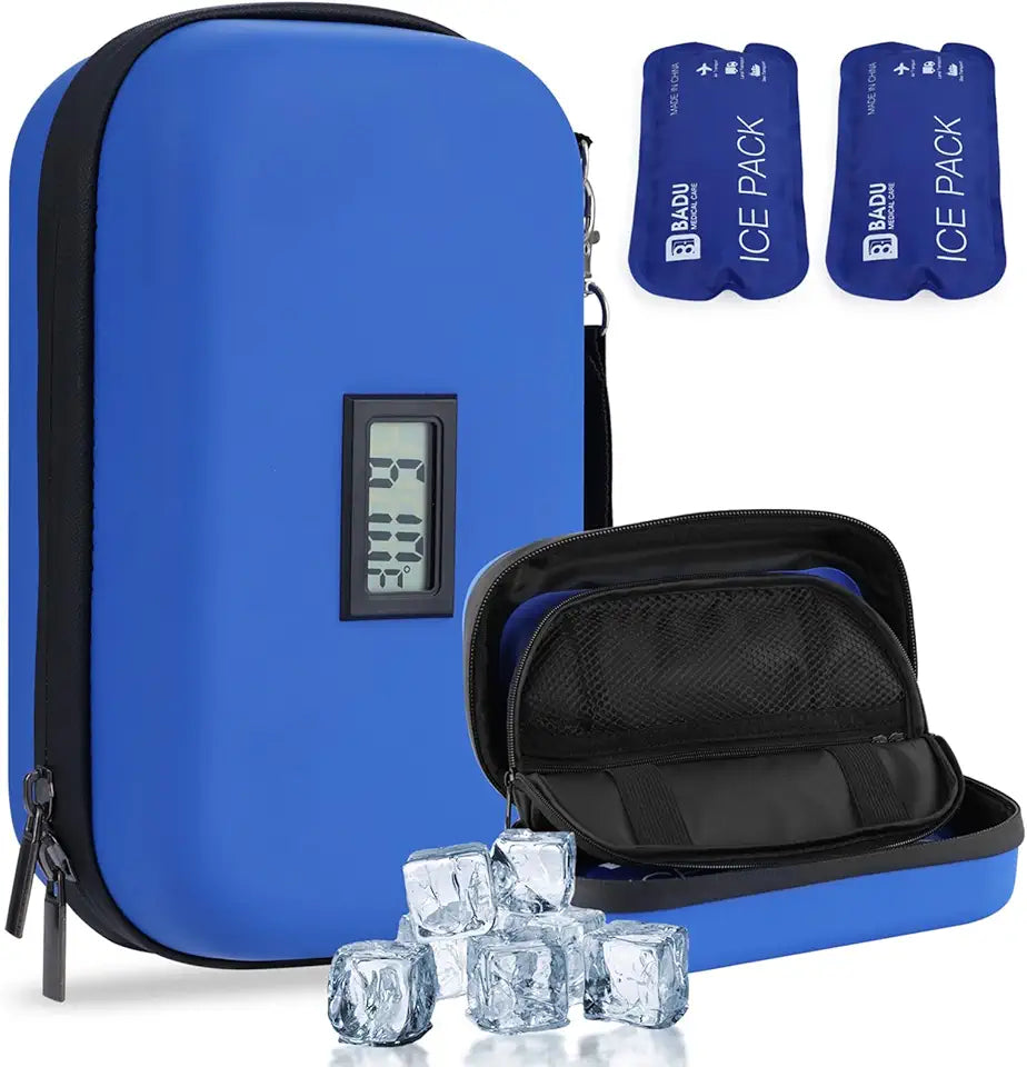 Blue TSA Approved Insulin Cooler Travel Case with 2 Reusable Ice Packs Q557