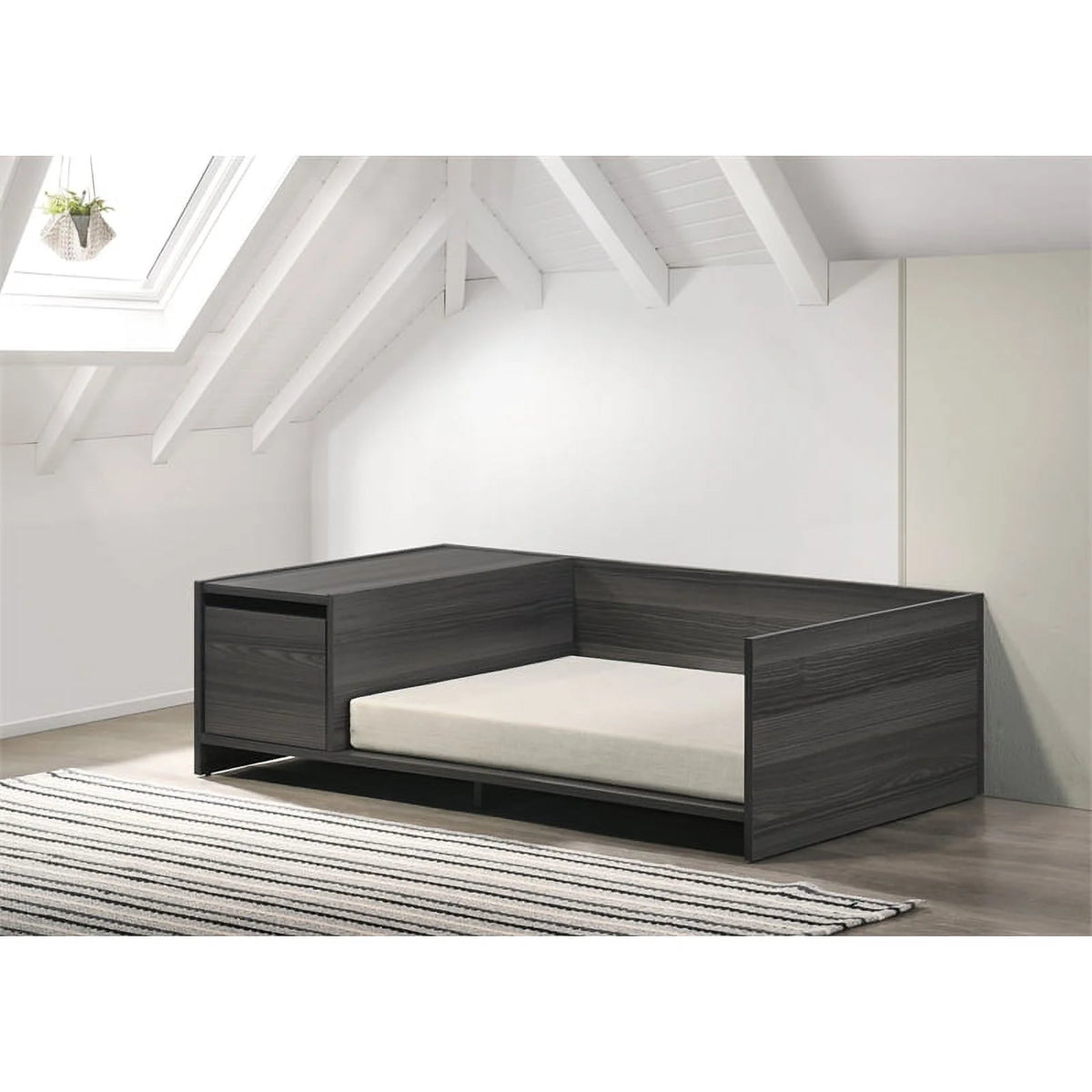 Dark Gray Off White Pet Bed with Cushion S44849