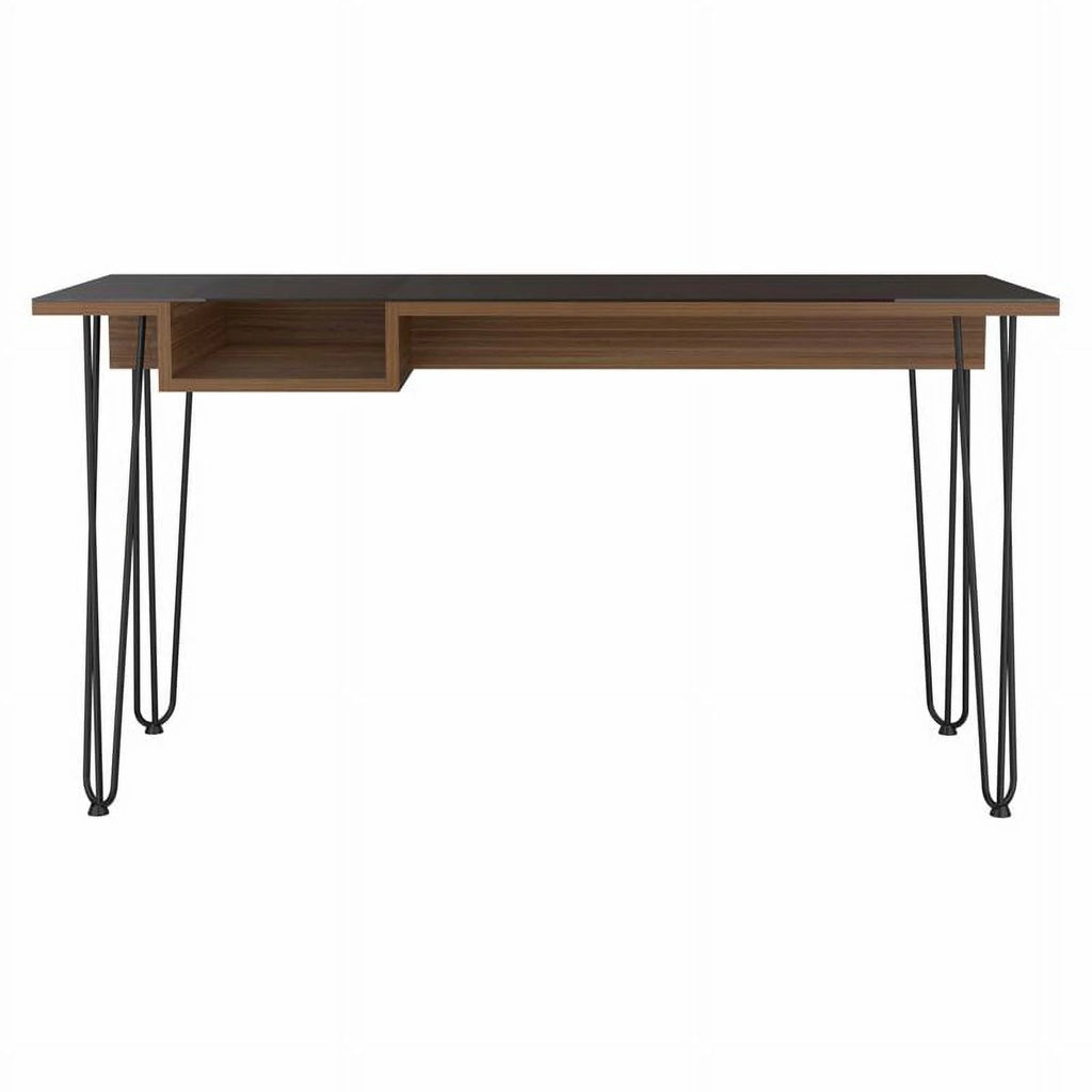 Modern Wood Desk with Steel Legs in Mahogany F364116