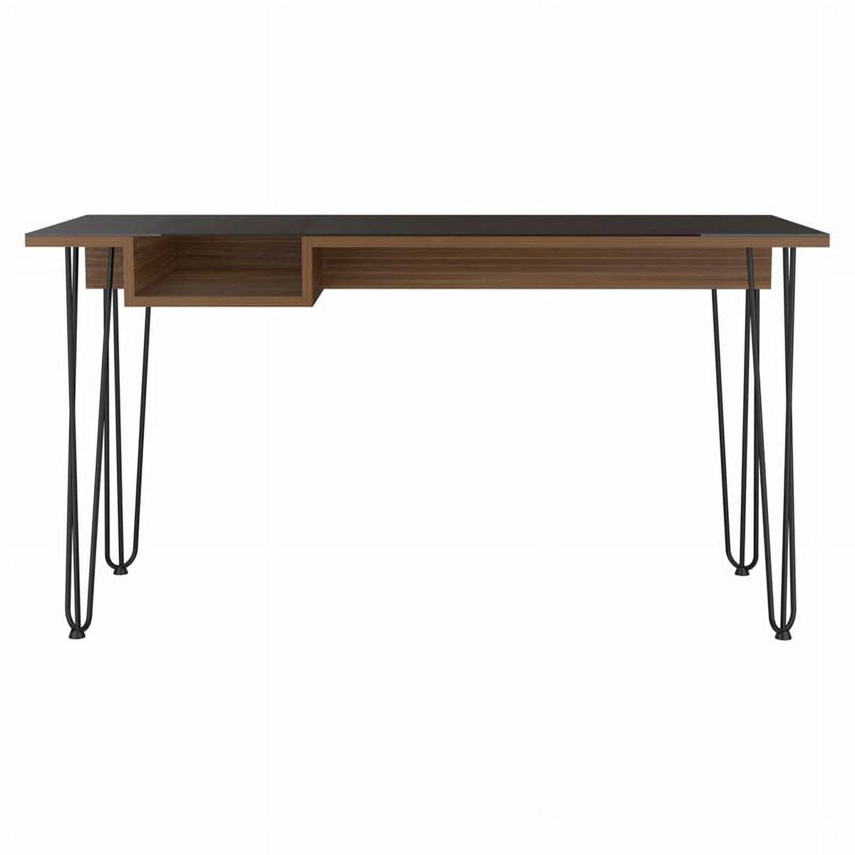 Modern Wood Desk with Steel Legs in Mahogany F364116