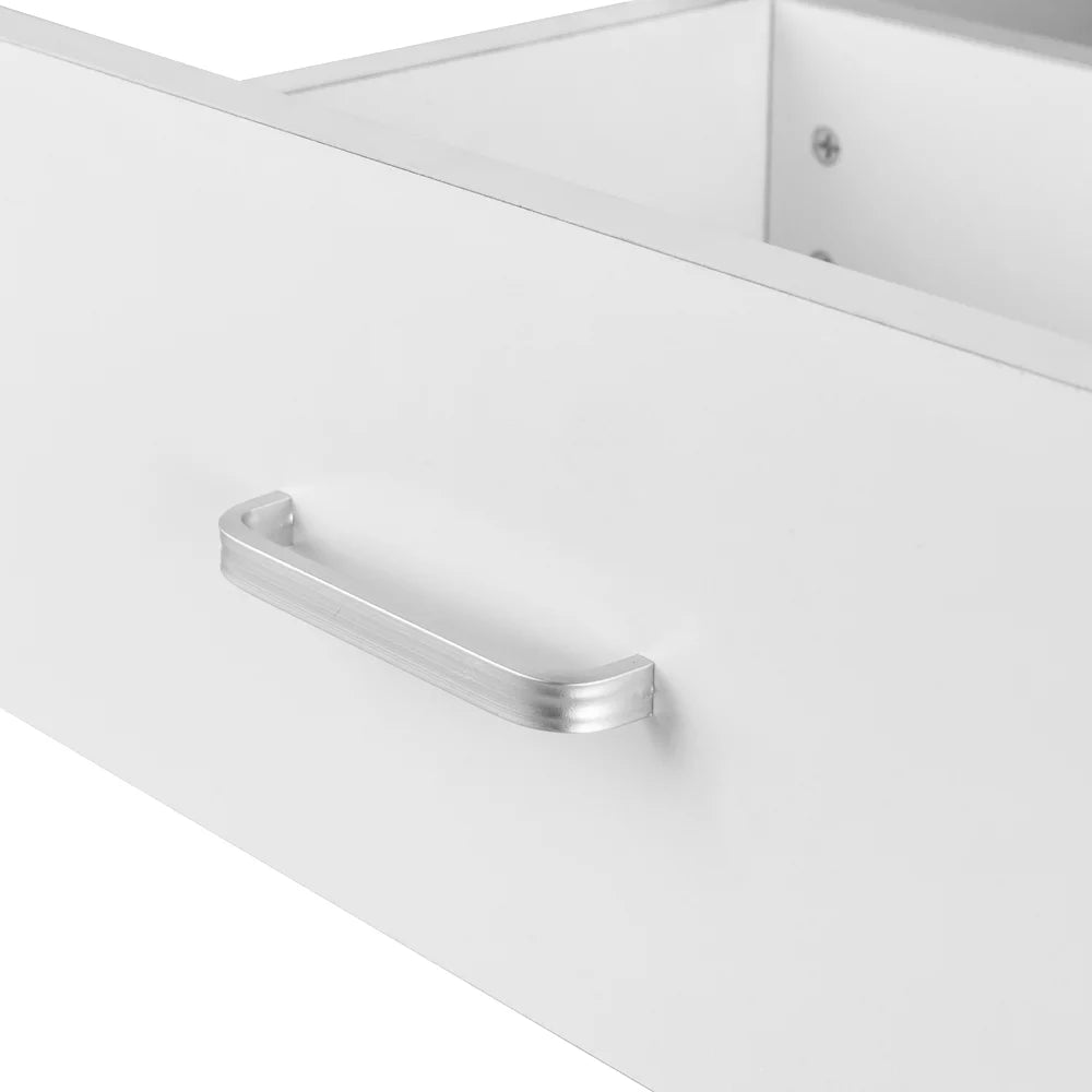 White Nightstand Set of 2 with Drawer and Open Cabinet Wood Bedside Table J641746