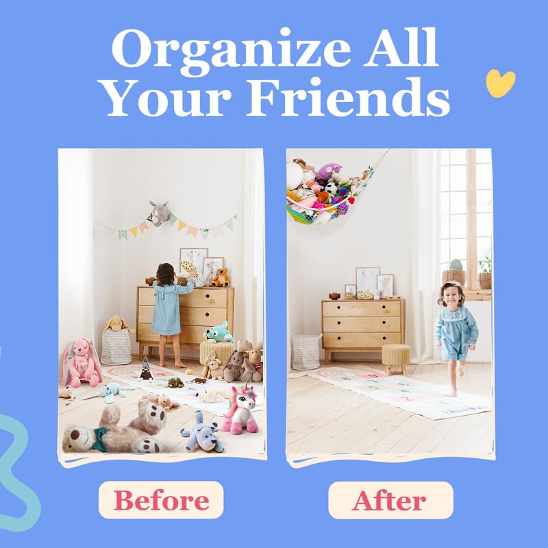 2 Pack Hanging Stuffed Animal Storage Hammock with Anchors & Hooks D84412