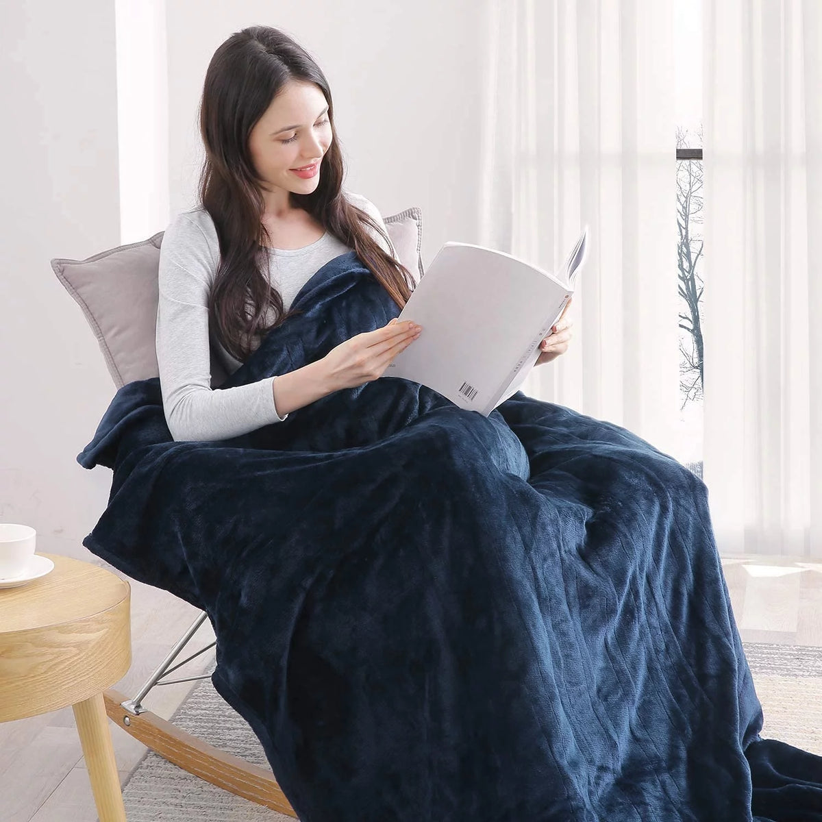 Electric Heated Blanket Twin Size Blue N90295