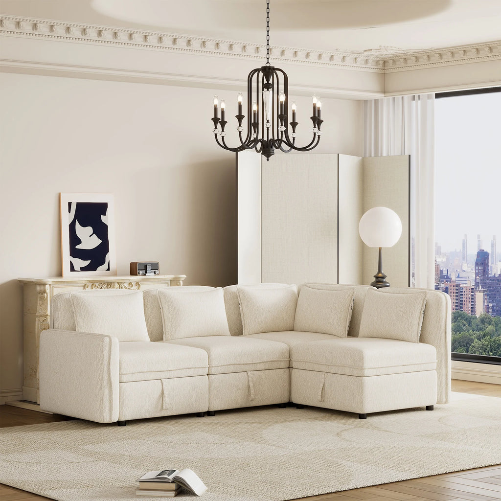 Oversized Chenille Sectional Sofa with Storage U30352