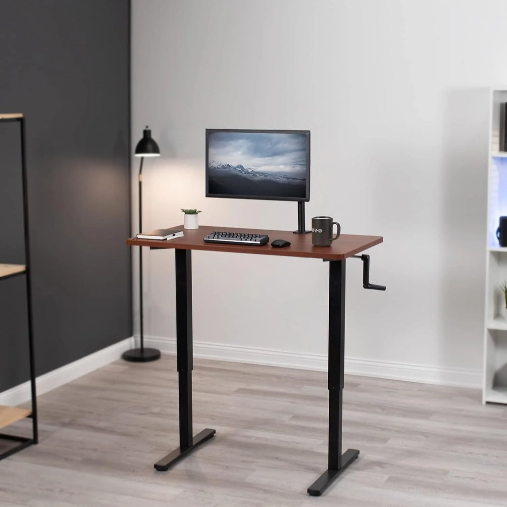 Dark Walnut 43 X 24 Inch Height Adjustable Standing Desk V297