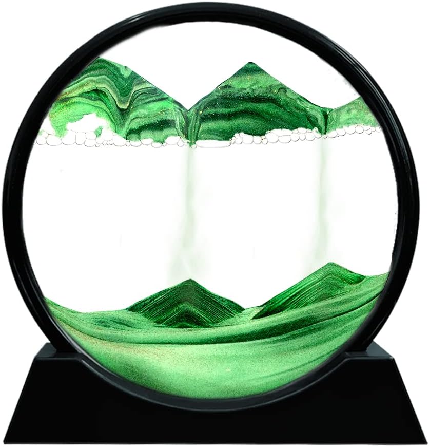Moving Sand Art Picture Round Glass 3D Deep Sea 7 Inch Pack of 2 L311133