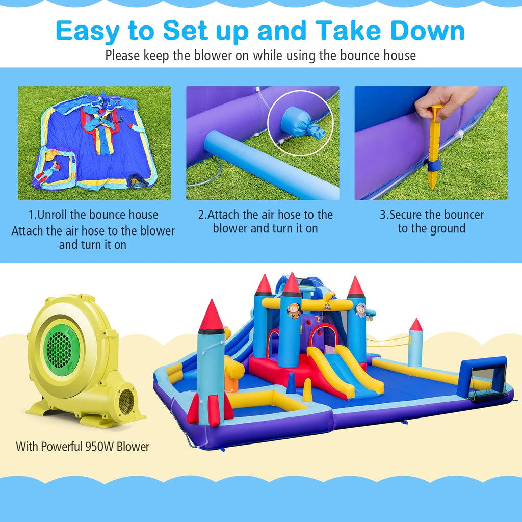 Inflatable Water Slide Park with 950W Blower N783083