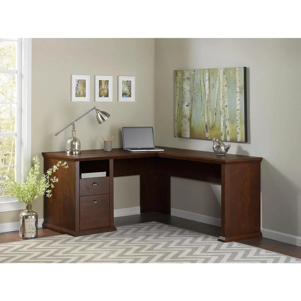 L Shaped Desk with File and Storage V429