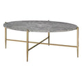 Champagne Faux Marble Metal Oval Coffee Table H857