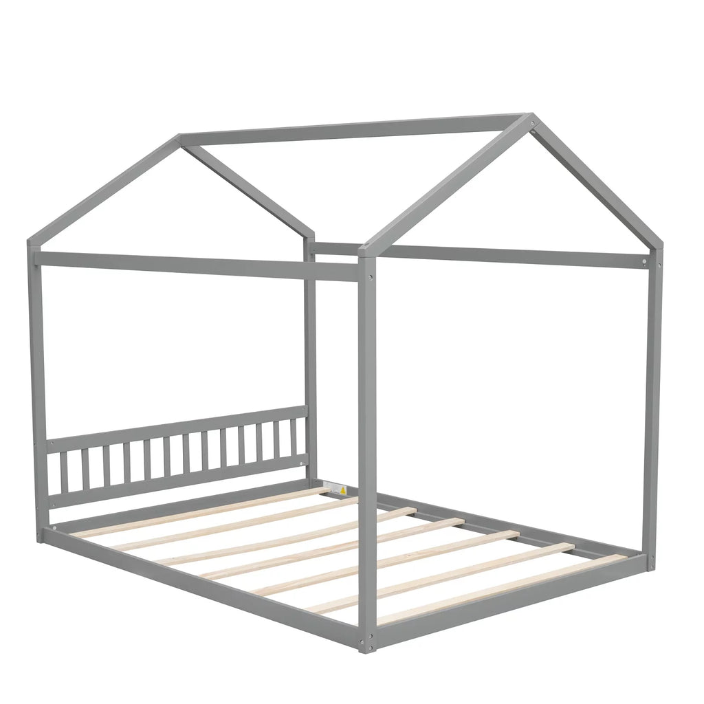 Queen Size Wood Tent Bed with Roof Z5511