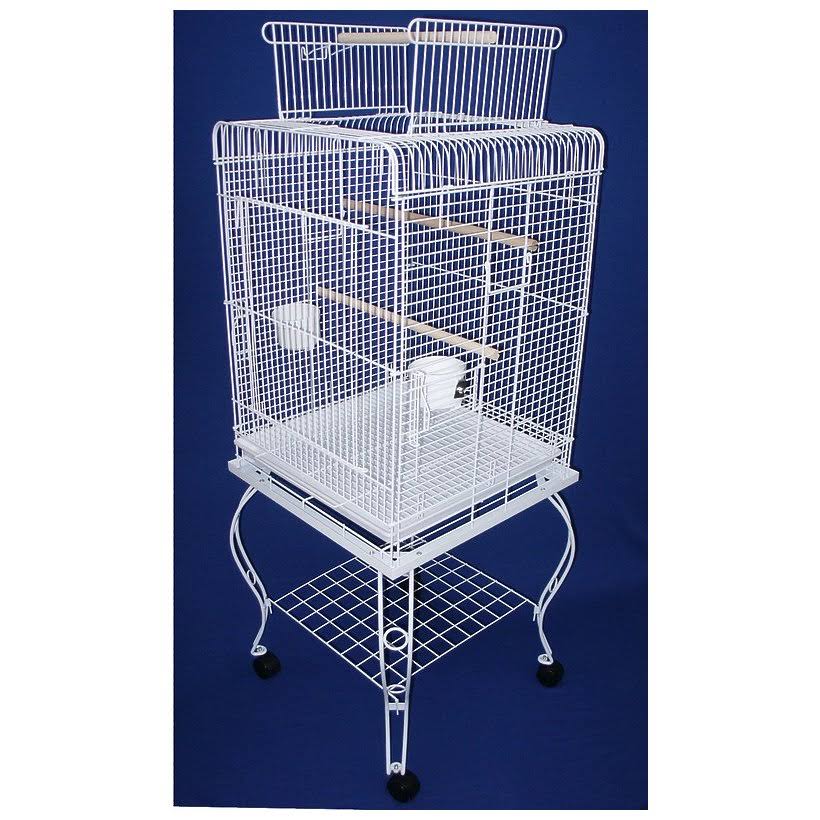 24 in. Open Top Parrot Cage with Stand - White K947
