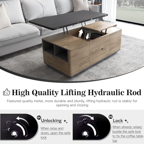 Grey Lift-Top Coffee Table with 4 Stools T2276