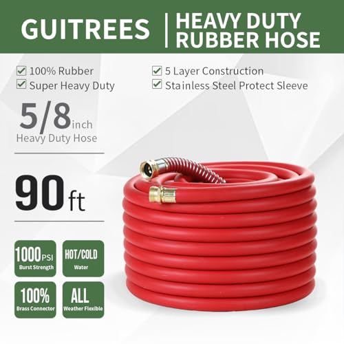 50FT 3/4 Heavy Duty Rubber Garden Hose 200psi Hot/Cold Water D604840