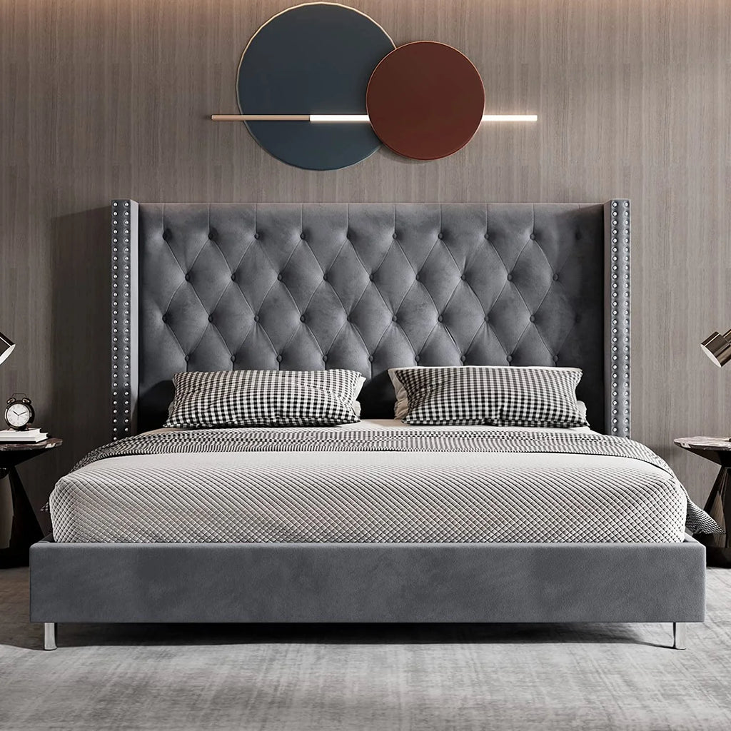 King Velvet Upholstered Bed Frame T209