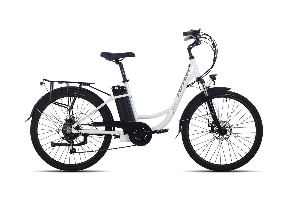 White 26” 350W Electric Bike with Removable Battery S8066
