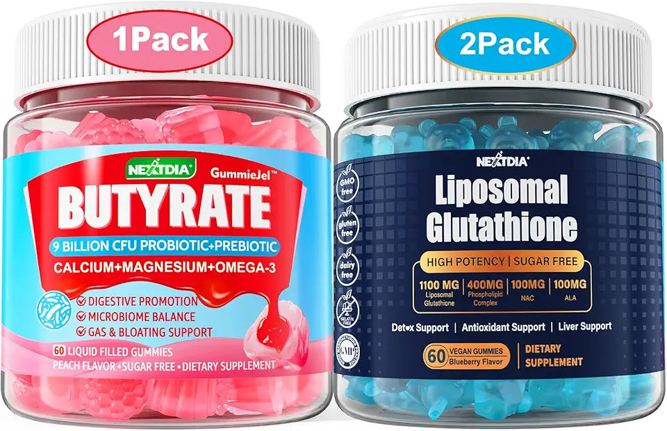 Butyrate Gummies with Probiotic + Prebiotic + Postbiotic + Liposomal Glutathione Gummies R3749