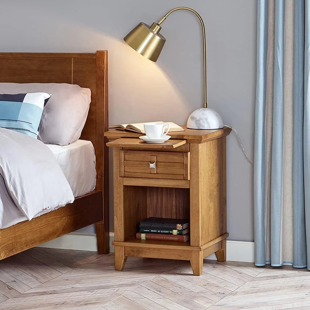 Rustic Wood Nightstand End Table with Drawer G4750