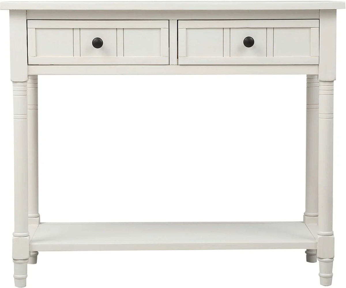 Small Ivory White Console Table with Drawers Q4088