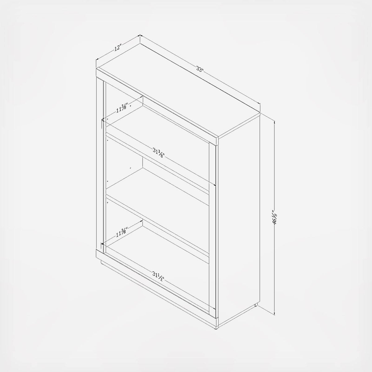 3 Shelf Weathered Oak Bookcase X39071