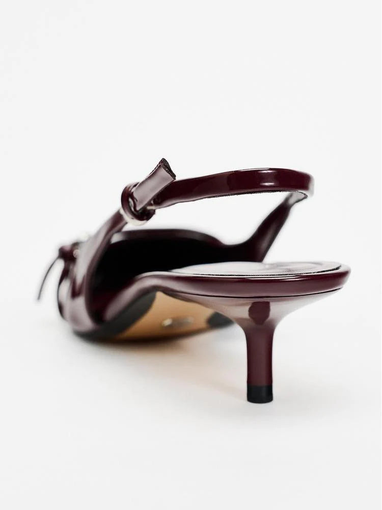 Pointed Toe Buckle Slingback High Heels D434