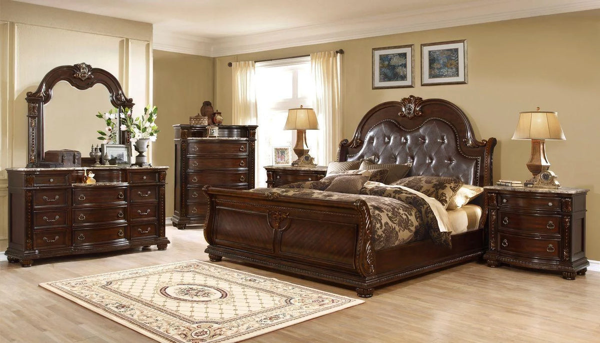 Dark Cherry King Bedroom Set 5Pcs L174933