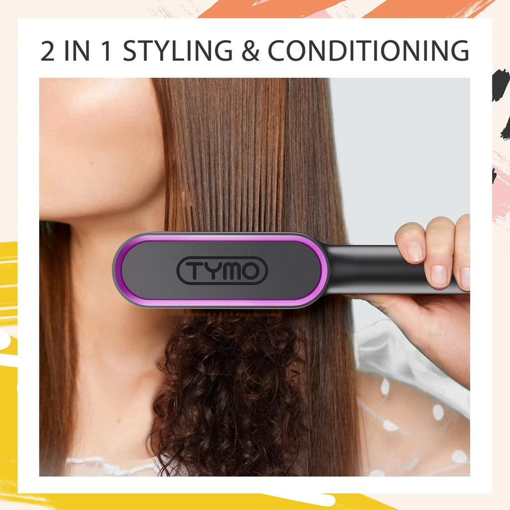 Black Hair Straightener Brush with Built-in Comb H45824