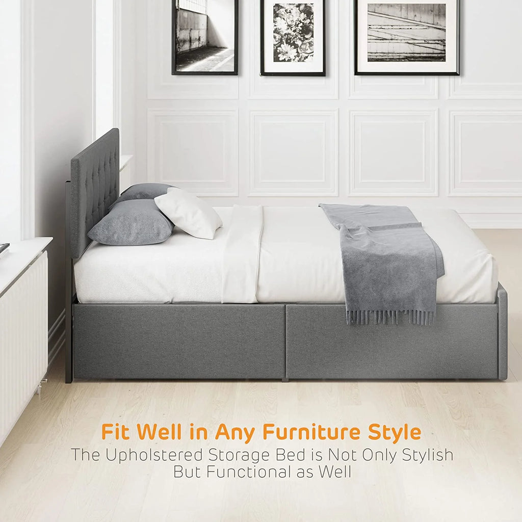 Platform Bed Frame with Headboard and 4 Drawers Storage F8483