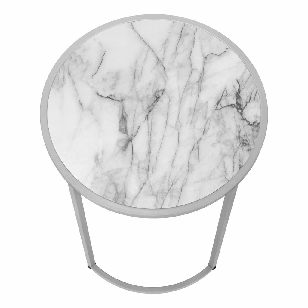 White Round Metal Accent Table O652