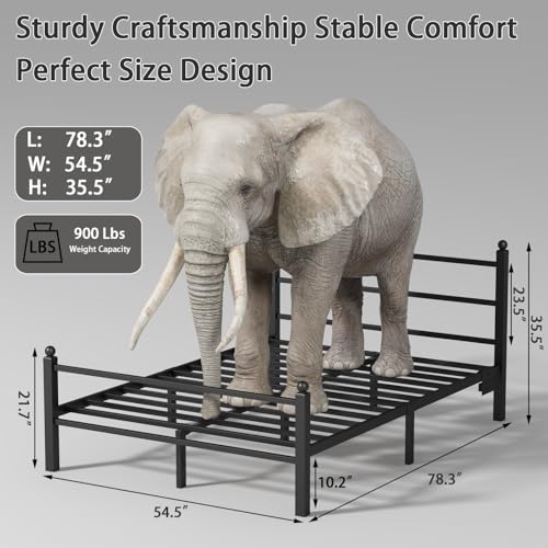 Black Metal Full Size Bed Frame with Headboard and Footboard N215