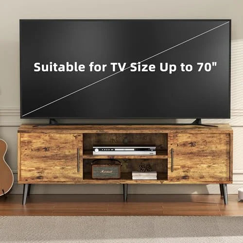 65 inch Wood TV Stand with Sliding Barn Doors U572