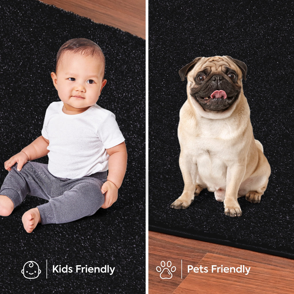 Black 2' x 4' Solid Color Rug S4741