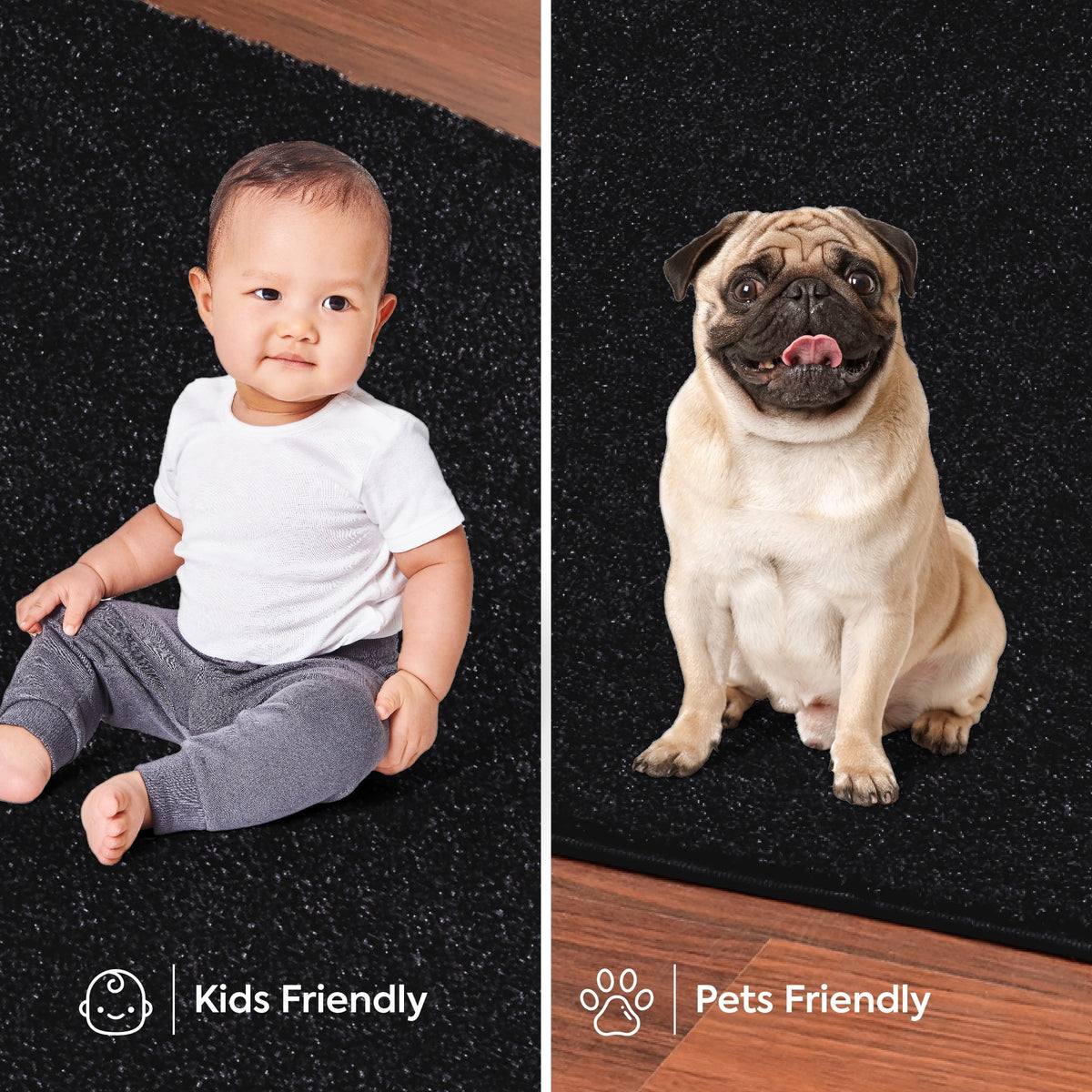 Black 2' x 4' Solid Color Rug S4741
