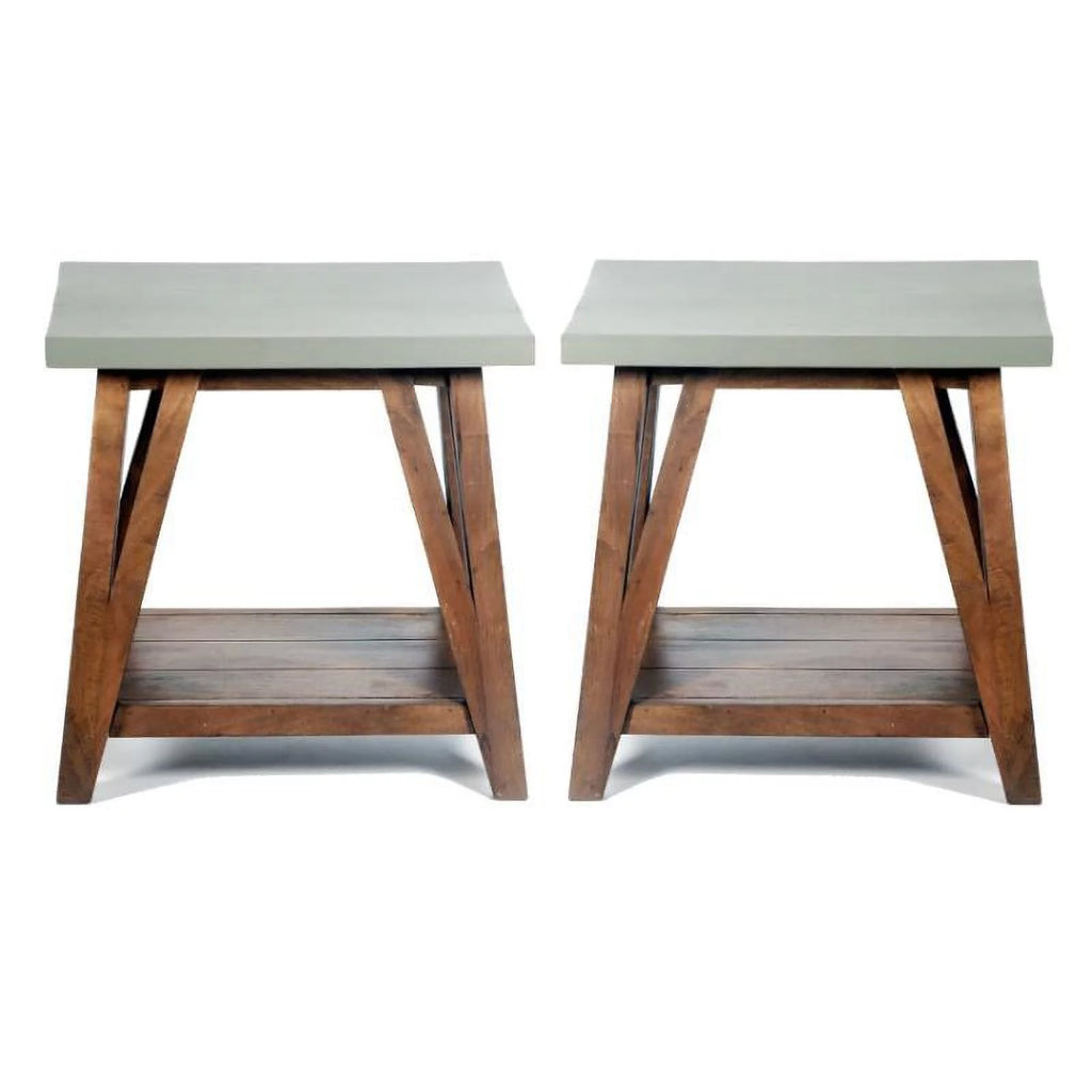 22" Wood Concrete End Table Set of 2 D90160