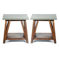 22" Wood Concrete End Table Set of 2 D90160