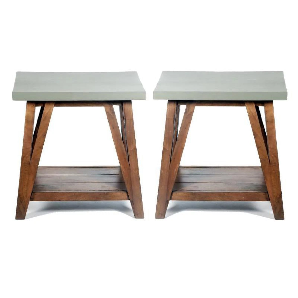 22" Wood Concrete End Table Set of 2 D90160