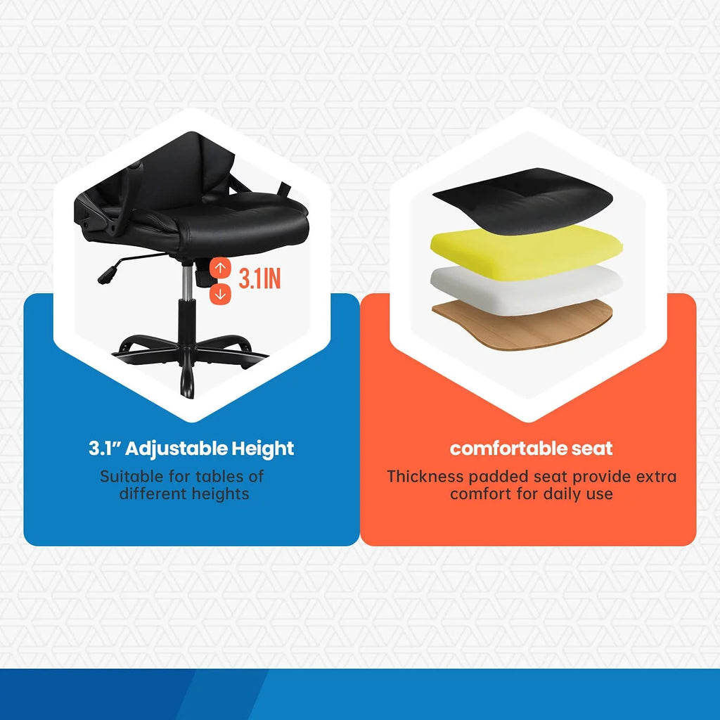 Black Ergonomic PU Leather Office Chair with Lumbar Support N872
