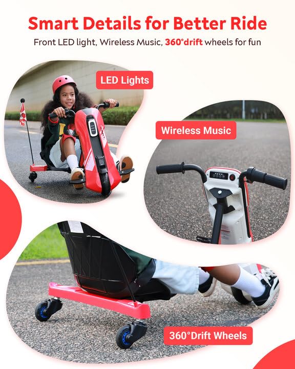 12V Electric Go Kart with Drift and 360° Spin, Black Y654