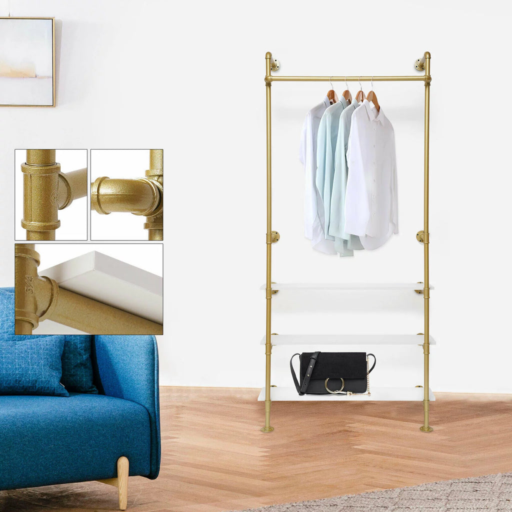 Wall Mounted Garment Rack Gold A631