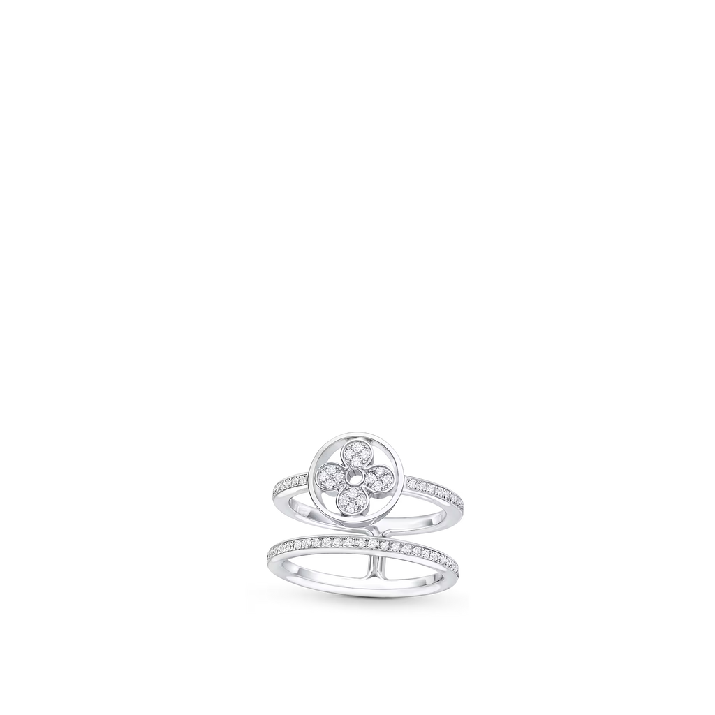 White Gold and Diamond Double Row Ring D706652