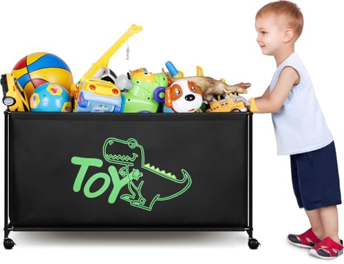 Black Large Toy Box with Wheels H20783