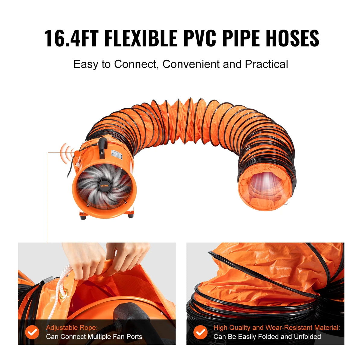 8" Portable Extractor Fan Blower with 16.4ft Duct Hose I57455