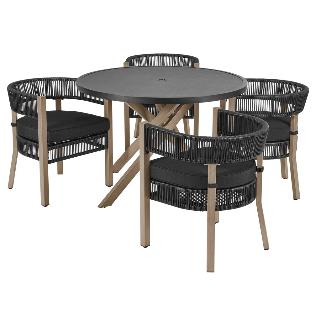 Black 5-Piece Wicker Outdoor Dining Set Y435