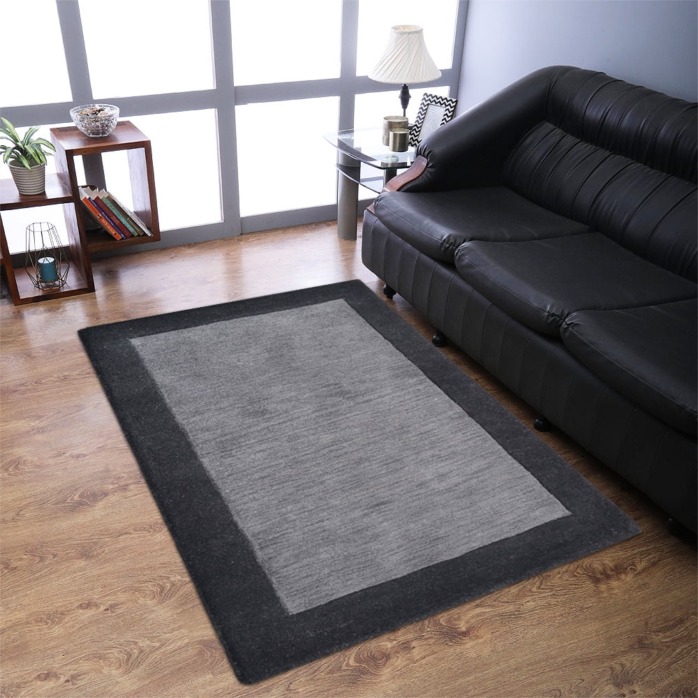 Hand Tufted Wool 9'x12' Charcoal Black Area Rug V107