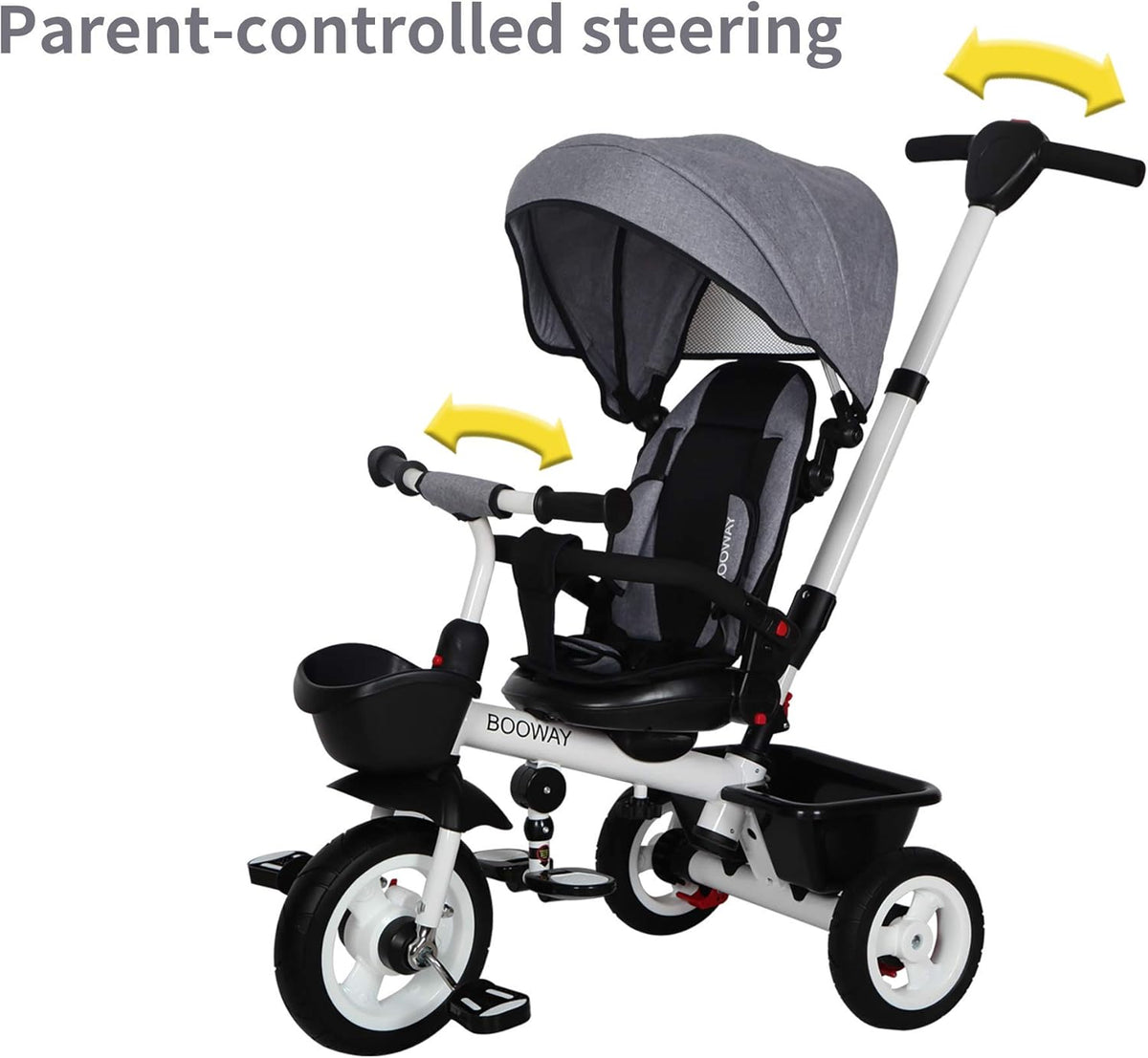 6-in-1 Kids Stroller Tricycle with Adjustable Push Handle, Removable Canopy, Safety Harness T7501