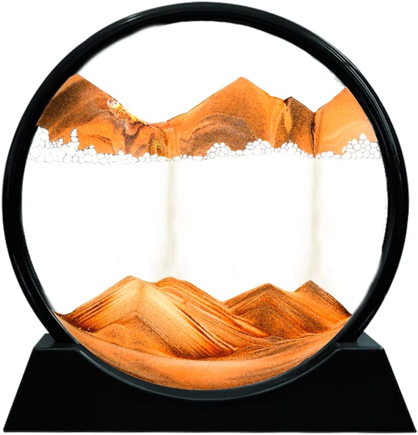 Moving Sand Art Picture Round Glass 3D Deep Sea 7 Inch Pack of 2 L311133